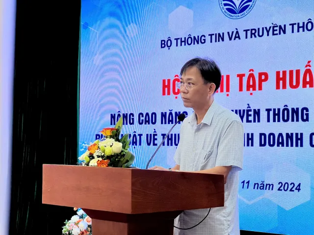 Phó Vụ trưởng Vụ Pháp chế, Bộ Thông tin và Truyền thông Hồ Hồng Hải phát biểu khai mạc hội nghị